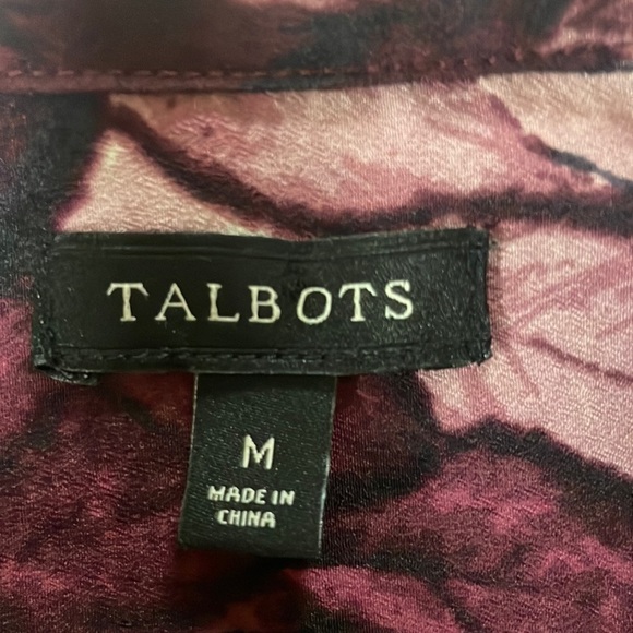 Talbots Hidden  Button Front Shirt  Long Sleeve,  Leaves Pattern,many purples, M - Picture 2 of 7